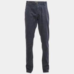 Pre Owned Loro Piana Blue Linen Blend Relaxed Fit Trousers 3XL