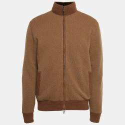 Pre Owned Loro Piana Brown Real Fur Trim and Cashmere Zip-Up Jacket XL