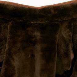 Pre Owned Loro Piana Brown Real Fur Trim and Cashmere Zip-Up Jacket XL