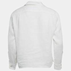مملوكة مسبقًا Loro Piana White Linen Button Front Shirt M