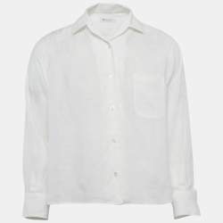 مملوكة مسبقًا Loro Piana White Linen Button Front Shirt M