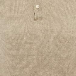 مملوكة مسبقًا Loro Piana Beige Knit Long Sleeve Polo T-Shirt S