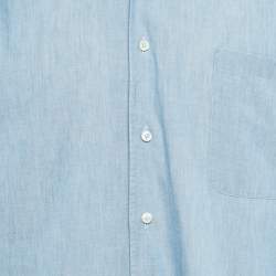 مملوكة مسبقًا قميص لورو بيانا قطن شامبري أزرق أكمام طويلة مقاس متوسط