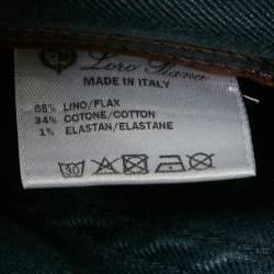 مملوكة مسبقًا بنطلون جينز لورو بيانا دنيم أزرق غامق بقصة ضيقة مقاس صغير/خصر ٣١"