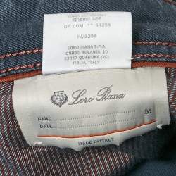 مملوكة مسبقًا بنطلون جينز لورو بيانا دنيم أزرق غامق بقصة ضيقة مقاس صغير/خصر ٣١"