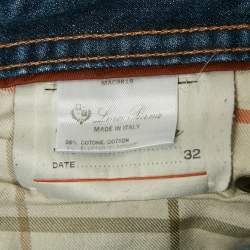 Pre Owned بنطلون جينز ضيق باللون الأزرق لورو بيانا مقاس صغير بخصر 32 بوصة