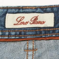 Pre Owned بنطلون جينز ضيق باللون الأزرق لورو بيانا مقاس صغير بخصر 32 بوصة