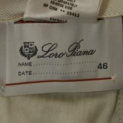 Pre Owned بنطلون لورو بيانا بني قطن بتفاصيل من جلد السويد مقاس صغير