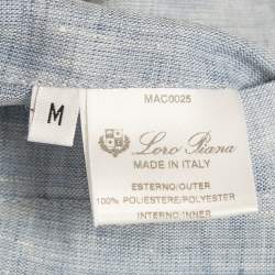 مملوكة مسبقًا Loro Piana Blue Striped Synthetic and Linen Reversible Sleeveless Jacket M