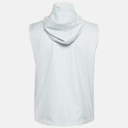 مملوكة مسبقًا Loro Piana Blue Striped Synthetic and Linen Reversible Sleeveless Jacket M