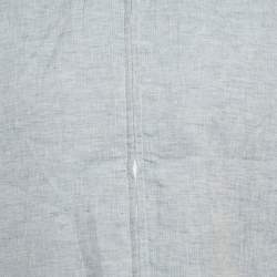 مملوكة مسبقًا Loro Piana Blue Striped Synthetic and Linen Reversible Sleeveless Jacket M