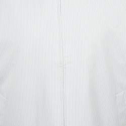 مملوكة مسبقًا Loro Piana Blue Striped Synthetic and Linen Reversible Sleeveless Jacket M