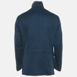 مملوكة مسبقًا Loro Piana Navy Blue Cashmere Zip Up Jacket Zip Up M