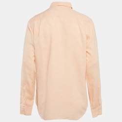 مملوكة مسبقًا Loro Piana Peach Cotton & Linen Button Front Shirt L