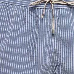 Pre Owned شورت قطن مخطط لورو بيانا أزرق مقاس كبير جداً