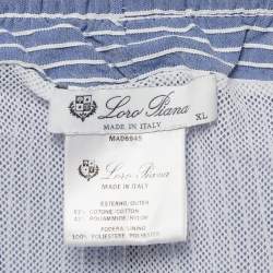 Pre Owned شورت قطن مخطط لورو بيانا أزرق مقاس كبير جداً