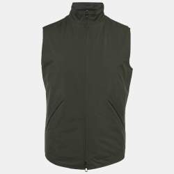Pre Owned Loro Piana Grey/Green Wool and Nylon Reversible Vest S