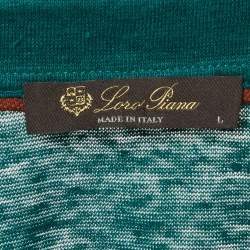 Pre Owned تي شيرت بولو لورو بيانا جيرسي أخضر مقاس كبير (لارج)