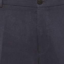 Pre Owned بنطلون لورو بيانا مزيج كتان أزرق نقش زهور قماش عادي - كبير