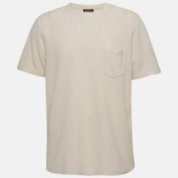 Pre Owned Loro Piana Cream Pique Patch Pocket T-Shirt XL