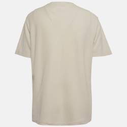 مملوكة مسبقًا تِي شيرت لورو بيانا بيكيه كريمي بجيب رقعة مقاس كبير جداً - إكسترا لارج