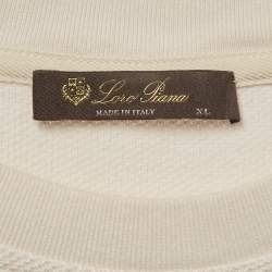 مملوكة مسبقًا تِي شيرت لورو بيانا بيكيه كريمي بجيب رقعة مقاس كبير جداً - إكسترا لارج