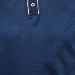 Pre Owned Loro Piana Blue Jersey Polo T-Shirt M