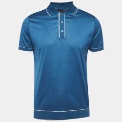 Pre Owned Loro Piana Blue Jersey Polo T-Shirt M