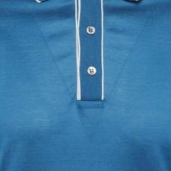 Pre Owned تي شيرت بولو لورو بيانا جيرسي أزرق مقاس وسط (ميديم)