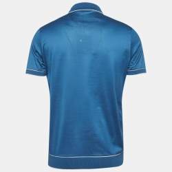 Pre Owned تي شيرت بولو لورو بيانا جيرسي أزرق مقاس وسط (ميديم)