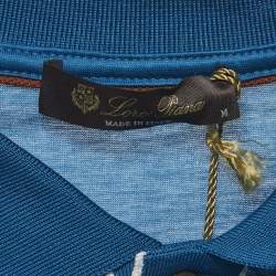 Pre Owned تي شيرت بولو لورو بيانا جيرسي أزرق مقاس وسط (ميديم)