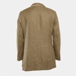 Pre Owned Loro Piana Beige Plaid Wool Blazer XL