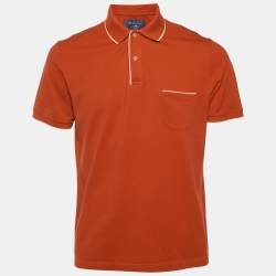 مملوكة مسبقًا Loro Piana Orange Cotton Pique Knit Polo T-Shirt L