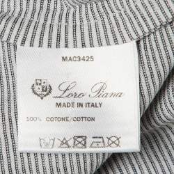 Pre Owned Loro Piana White Striped Cotton Crew Neck T-Shirt L
