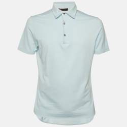 مملوكة مسبقًا Loro Piana Blue Cotton Pique Polo T-Shirt M