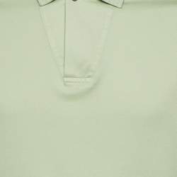 Pre Owned Loro Piana Light Green Cotton & Silk Knit Polo T-Shirt L