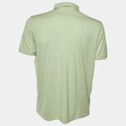 Pre Owned Loro Piana Light Green Cotton & Silk Knit Polo T-Shirt L