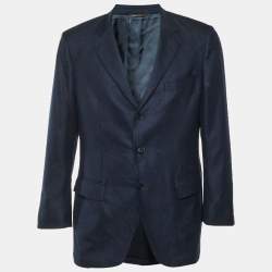 Pre Owned Loro Piana Navy Blue Wool & Silk Blazer XL