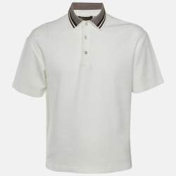 مملوكة مسبقًا Loro Piana White Cotton Pique Polo T-Shirt M