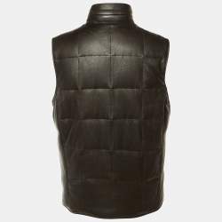 مملوكة مسبقًا Loro Piana Brown Leather & Fur Sleeveless Jacket 3XL
