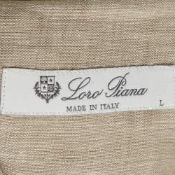 Pre Owned Loro Piana Beige Linen Button-Down André Shirt L