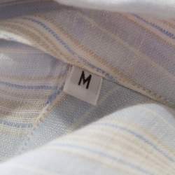 Pre Owned Loro Piana Pale Blue Striped Button Front Andre Linen Shirt M