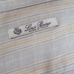 Pre Owned Loro Piana Pale Blue Striped Button Front Andre Linen Shirt M