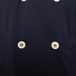 Pre Owned Loro Piana Midnight Blue Cotton Double Breasted Coat XS