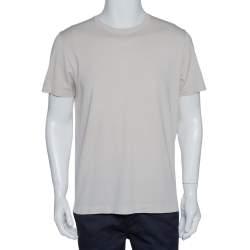Pre Owned Loro Piana Light Beige Cotton Crew Neck T-Shirt L