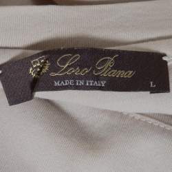 Pre Owned Loro Piana Light Beige Cotton Crew Neck T-Shirt L