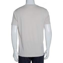 Pre Owned Loro Piana Light Beige Cotton Crew Neck T-Shirt L