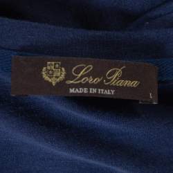 Pre Owned Loro Piana Navy Blue Silk & Cotton Long Sleeve T-Shirt L