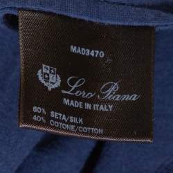 Pre Owned Loro Piana Navy Blue Silk & Cotton Long Sleeve T-Shirt L