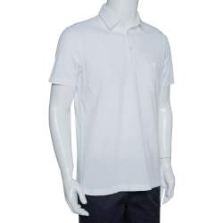 Pre Owned Loro Piana White Stretch Cotton Polo T-Shirt M